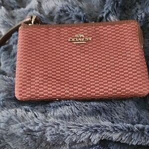 Coach Textured Maroon Wristlet